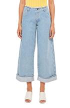 Women's Topshop Boutique Frayed Waist Super Wide Leg Jeans Us (fits Like 2-4) X - Blue