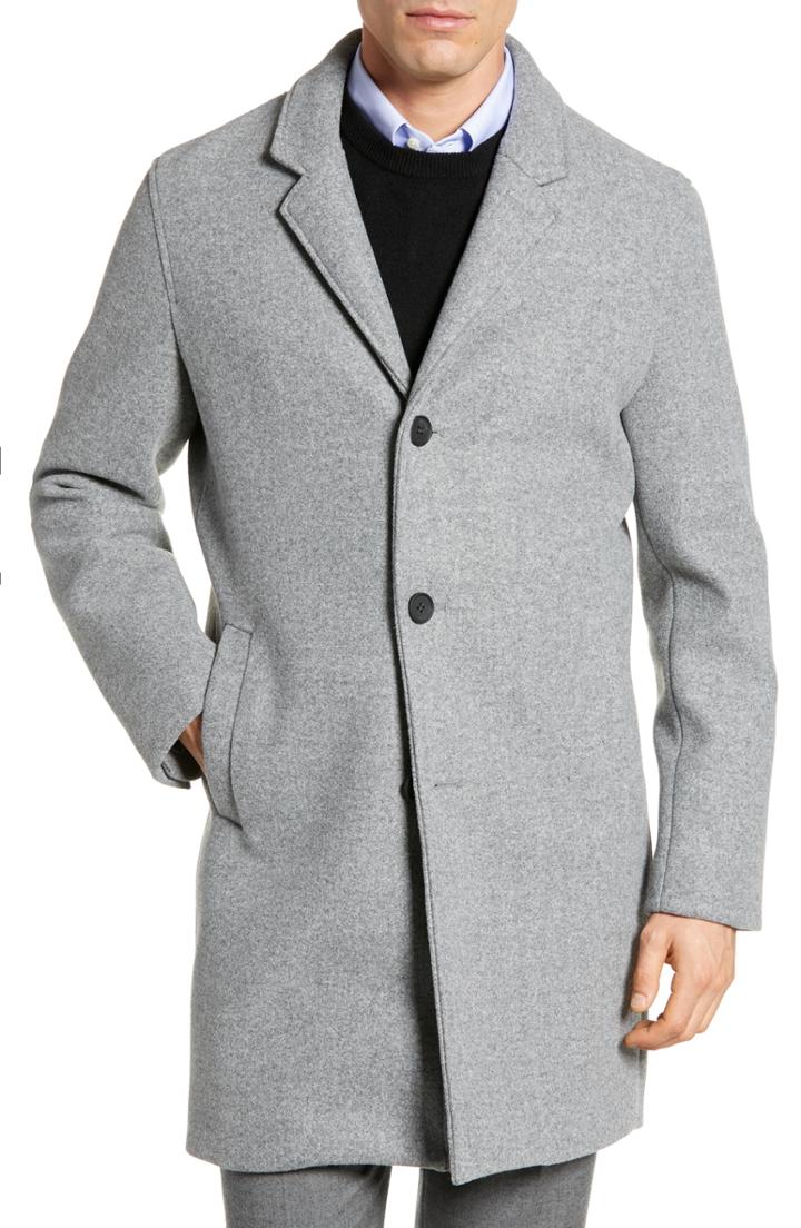 Men's Cole Haan Regular Fit Stretch Wool Coat - Grey