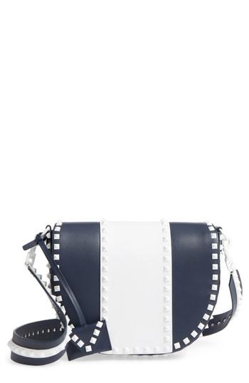 Valentino Garavani Rockstud Leather Saddle Bag - Blue