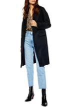 Women's Topshop Lily Knit Back Midi Coat Us (fits Like 0-2) - Black