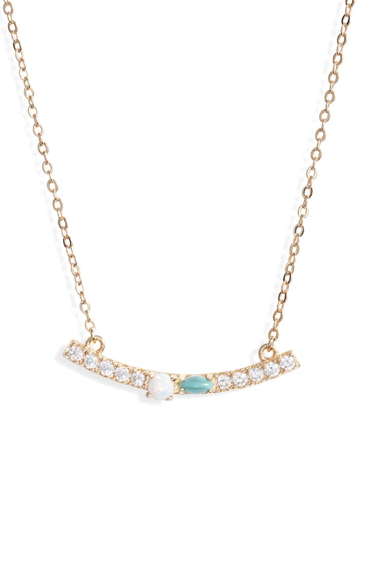 Women's Nordstrom Cubic Zirconia & Stone Bar Necklace
