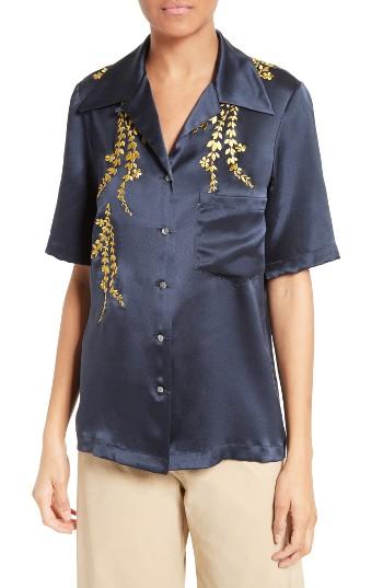 Women's Cinq A Sept Dani Embroidered Silk Top
