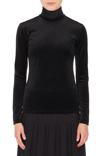 Women's Akris Punto Scuba Velvet Turtleneck Top - Black