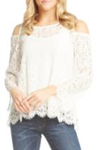 Women's Karen Kane Cold Shoulder Eyelash Lace Blouse - Ivory