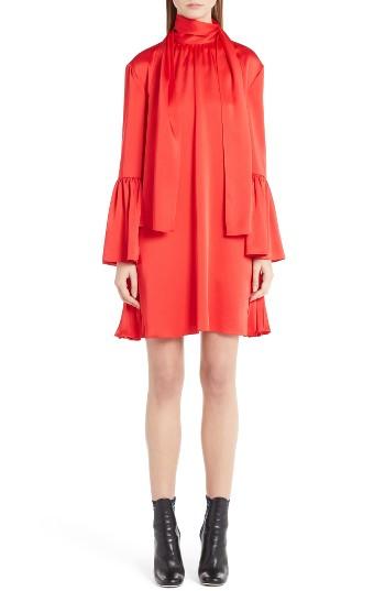 Women's Fendi Bell Sleeve Tie Neck Dress Us / 44 It - Red