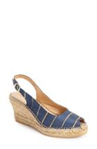 Women's Toni Pons 'carmina' Silk Slingback Wedge Sandal Eu - Blue