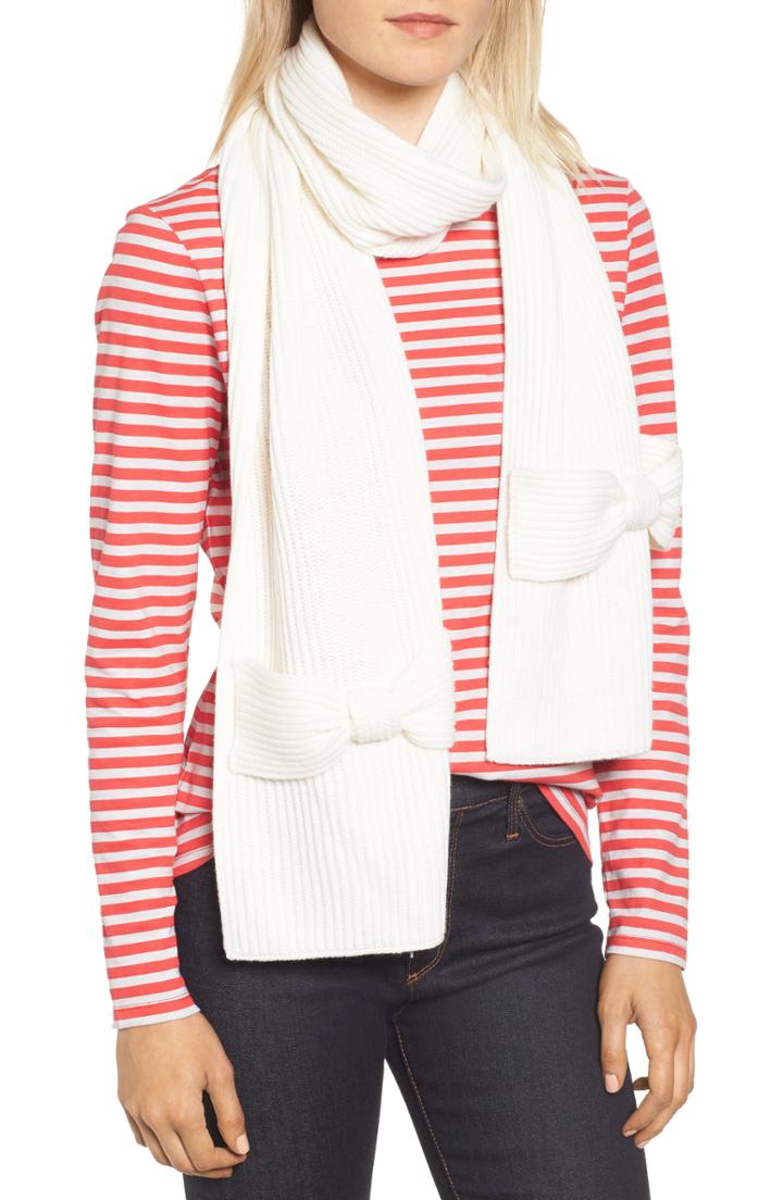 Women's Kate Spade New York Solid Bow Muffler, Size - White