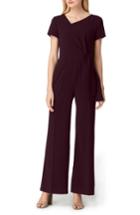 Women's Tahari Tie Waist Crepe Jumpsuit - Burgundy