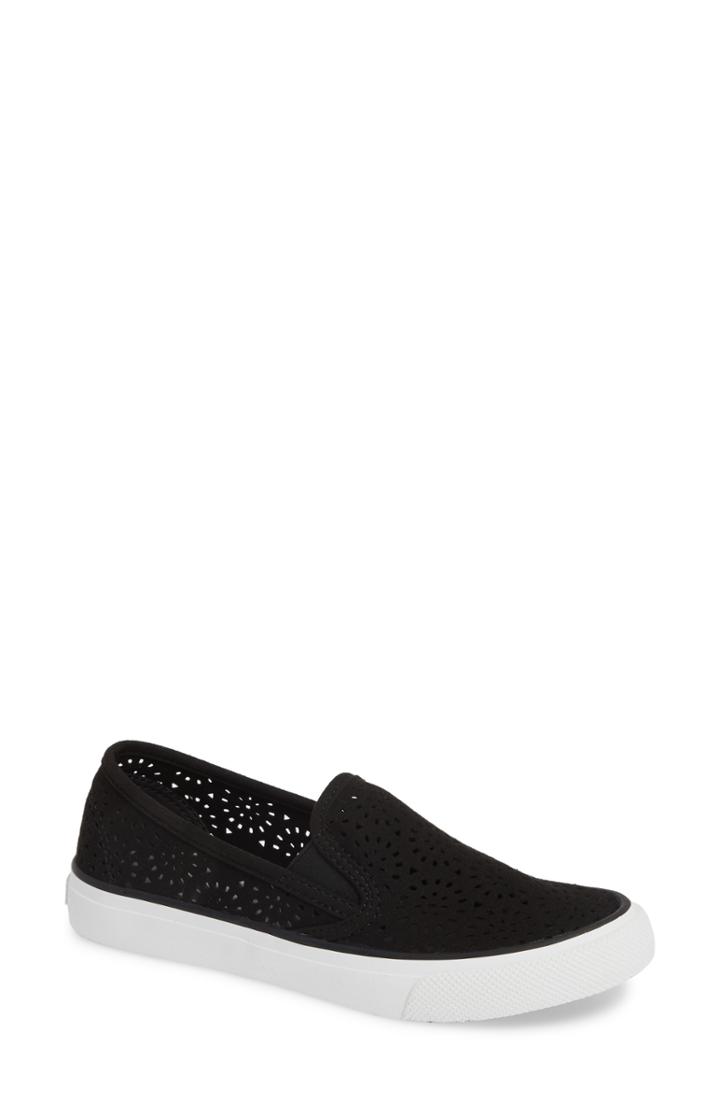 Women's Sperry Seaside Perforated Slip-on Sneaker .5 M - Black