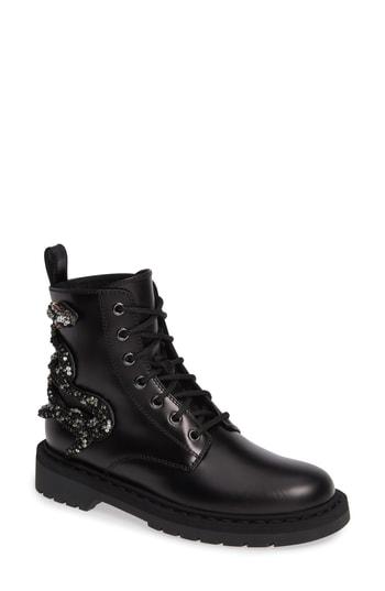 Women's Valentino Garavani Snake Combat Boot Us / 40eu - Black
