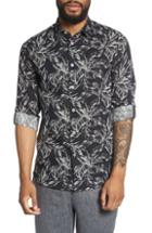 Men's Ted Baker London Rinnie Trim Fit Leaf Print Sport Shirt (m) - Blue