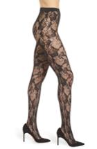 Women's Wolford Louise Floral Fishnet Tights - Black