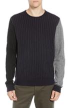 Men's French Connection Boiled Wool Blend Crewneck Sweater - Black