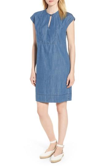 Women's J.crew Dorado Keyhole Chambray Dress, Size - Blue