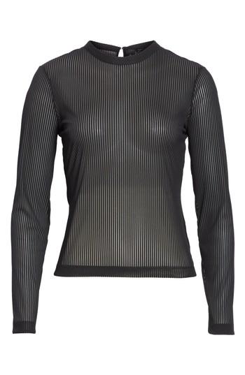 Women's Yigal Azrouel Mesh Stripe Top - Black