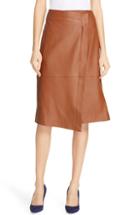 Women's Boss Selenno Leather Wrap Skirt - Brown