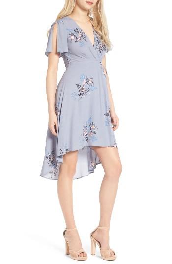 Women's Astr The Label Adeline Floral Print Wrap Dress - Blue