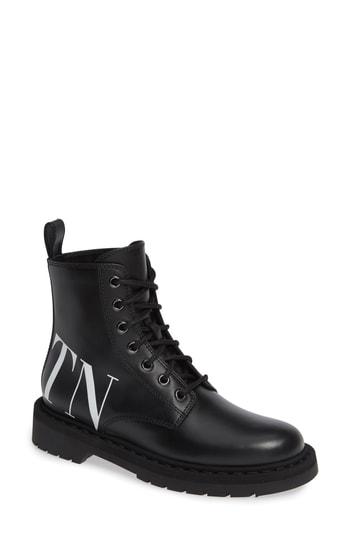 Women's Valentino Garavani Vltn Combat Boot .5us / 35.5eu - Black