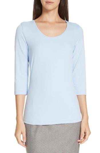 Women's Boss Scoop Neck Stretch Jersey Top, Size - Blue