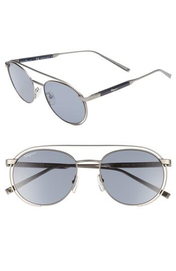 Men's Salvatore Ferragamo 54mm Round Sunglasses - Matte Gunmetal