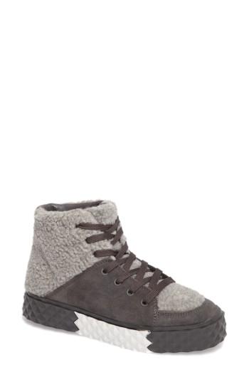 Women's Kendall + Kylie Rebel Faux Shearling Sneaker .5 M - Grey