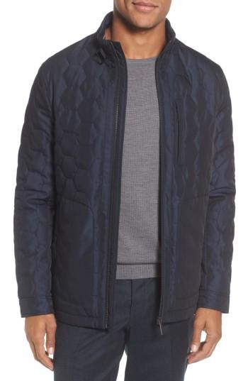 Men's Ted Baker London Quilted Funnel Neck Jacket (s) - Blue