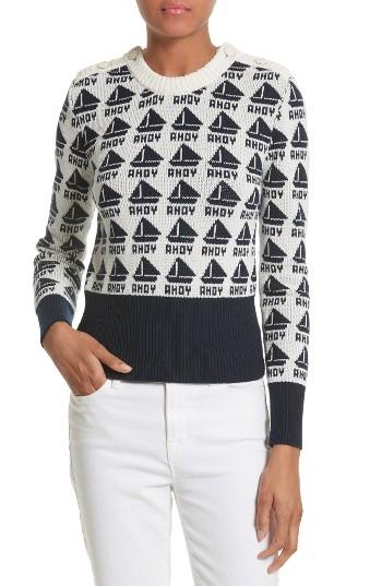 Women's Tory Burch Seaside Cotton & Merino Wool Sweater