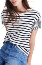Women's Madewell Stripe Mix Easy Crop Tee, Size - Ivory