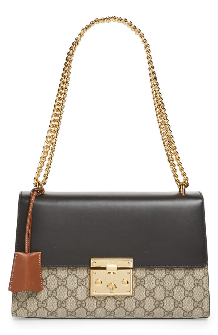 Gucci Medium Padlock Leather Shoulder Bag - Beige