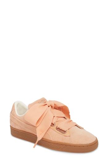Women's Puma Basket Heart Sneaker .5 M - Coral