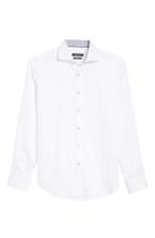 Men's Bugatchi Shaped Fit Print & Solid Sport Shirt, Size - White