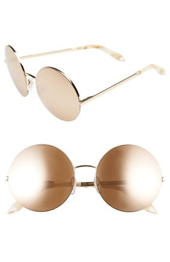 Women's Victoria Beckham 56mm Round Sunglasses - Gold Metallic/ Gold Mirror