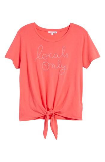 Women's Sundry Locals Only Tie Front Tee - Pink