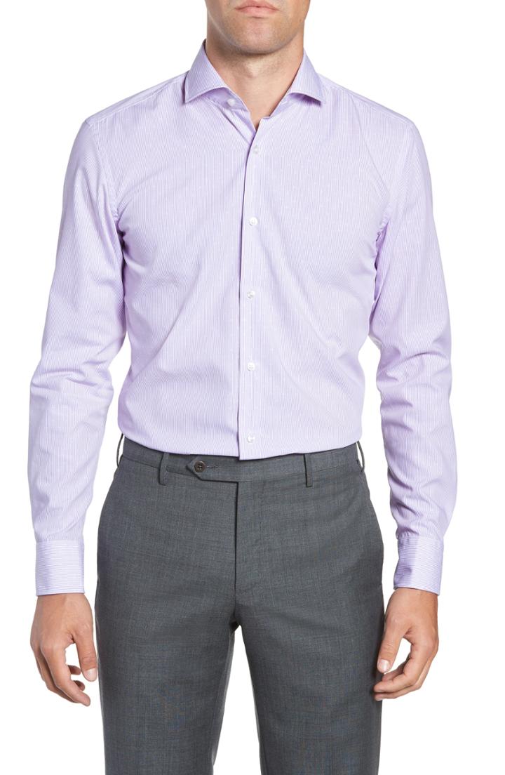 Men's Boss Jason Slim Fit Stripe Dress Shirt - Purple