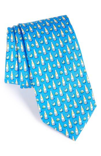 Men's Vineyard Vines Beer & Lime Silk Tie, Size - Blue