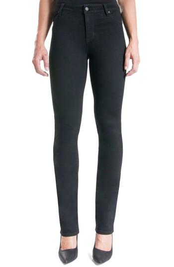 Petite Women's Liverpool Jeans Company Sadie Mid Rise Stretch Straight Jeans P - Black