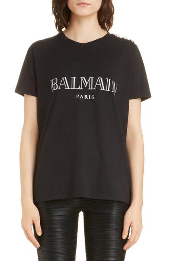 Women's Balmain Logo Tee Us / 34 Fr - Black
