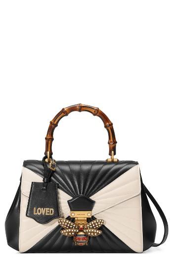 Gucci Queen Margaret Bee Matelasse Leather Top Handle Satchel -