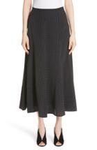 Women's Max Mara Pitone Polka Dot Print Silk Skirt Us / 40 It - Black