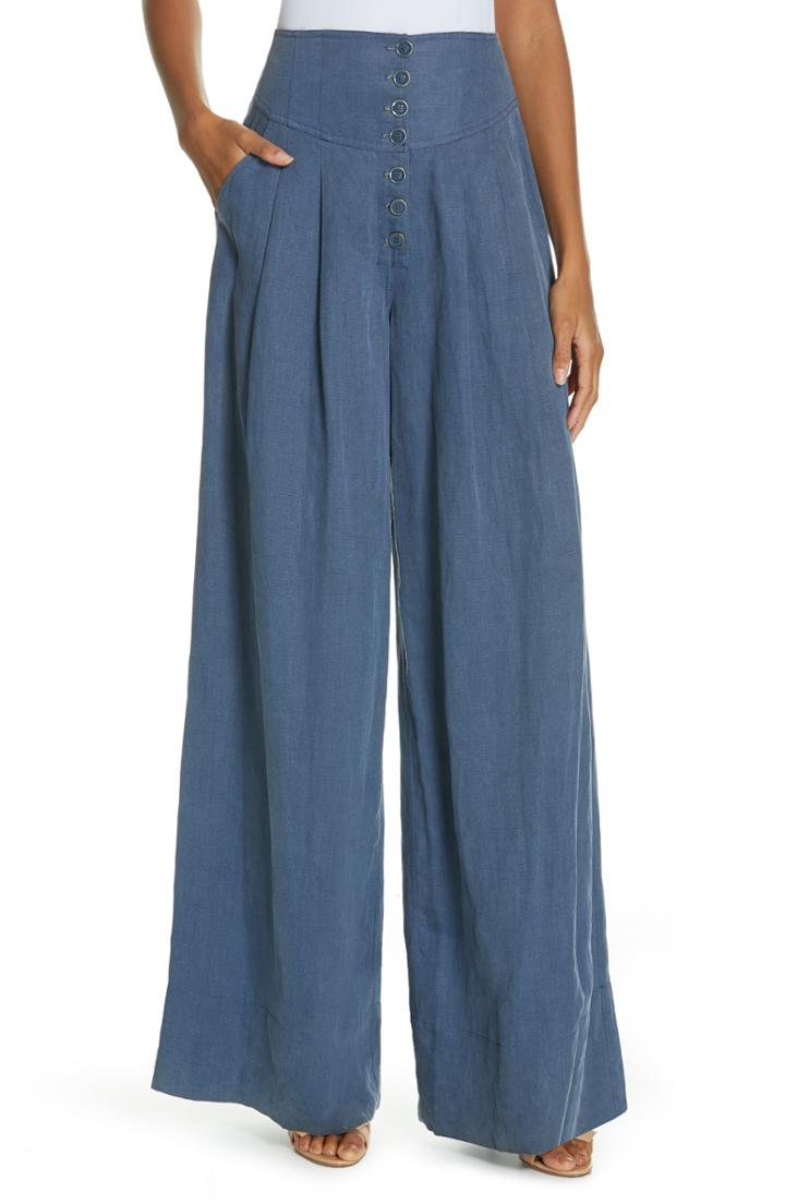 Women's Ulla Johnson Reid Wide Leg Trousers - Blue