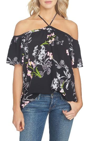 Women's 1.state Floral Print Blouse, Size - Black