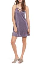 Women's Socialite Strap Front Satin Minidress - Purple