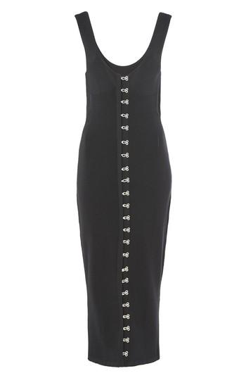 Women's Topshop Unique Hook Front Pointelle Midi Dress - Black