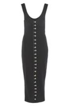 Women's Topshop Unique Hook Front Pointelle Midi Dress - Black