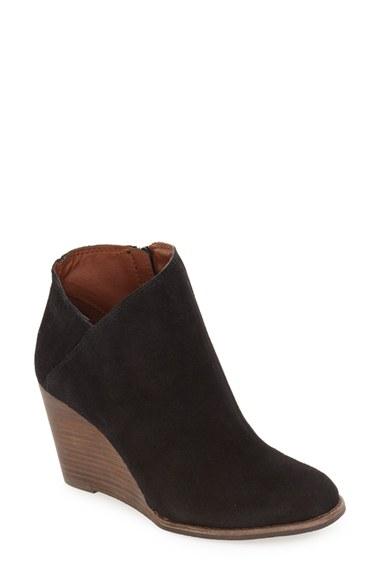 Women's Lucky Brand 'yakeena' Zip Wedge Bootie M - Black