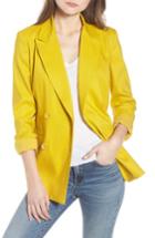 Women's Leith Double Breasted Linen Blend Blazer - Yellow
