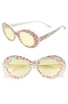 Women's Circus By Sam Edelman 70mm Cherry Print Oval Sunglasses - White/ Cherry Print