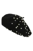 Women's Halogen X Atlantic-pacific Embellished Beret - Black