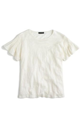 Women's J.crew Linen Flutter Sleeve Tee - Ivory