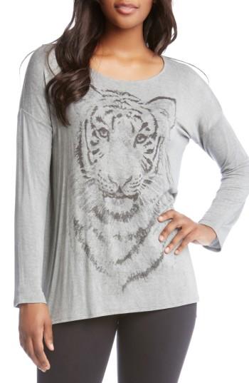 Women's Karen Kane Tiger Print Long Sleeve Tee - Black